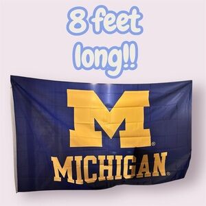 🎁Oversized University of Michigan Flag 8’x4’10” U of M Wolverines Block M NEW